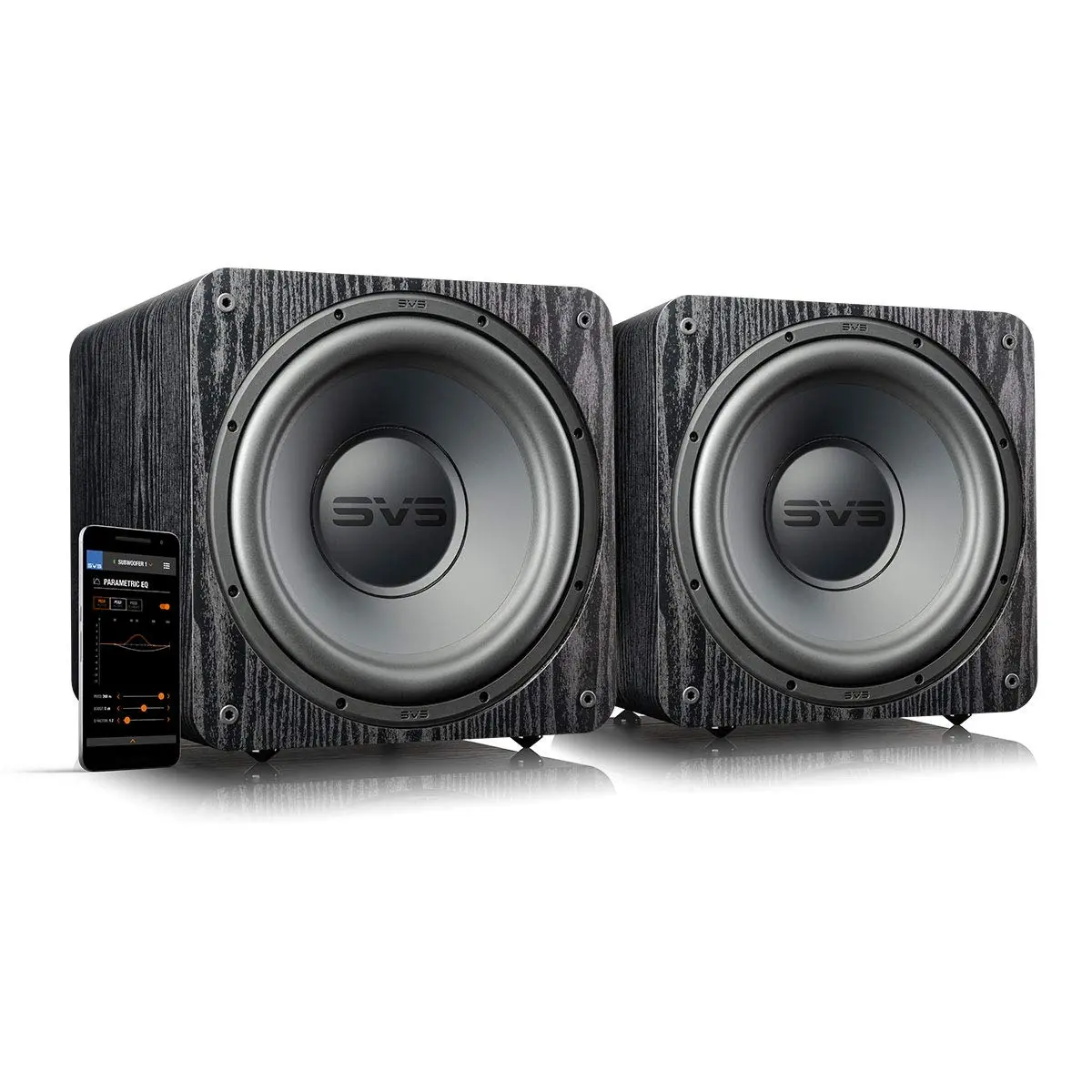 SVS SB-1000 Pro Sealed Subwoofers - Pair (Premium Black Ash), Compact 20Hz Stereo Bass Speakers for Home Cinema & Music Setup, Built-In Amplifier, Smartphone App Compatibility, Full Excursion Fidelity, Flawless Pistonic Motion (Ideal for Watch Parties), W