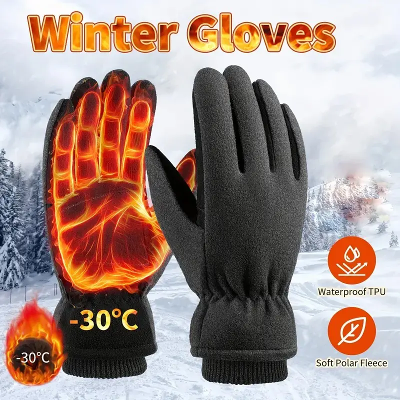 OZERO Deerskin Leather and Fleece Winter Gloves for Men & Women, -30°F Thermal, Windproof and Water-Resistant for Driving & Sports, S