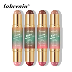 Double-Head Butter Blush Stick, 2-in-1 Creamy Silky Bronzer & Blush for Face, Eyes & Lips, Buildable, Blendable & Multi-Purpose Makeup for Contouring, Highlighting & Natural Glow, Facial Makeup, Cosmetic Product