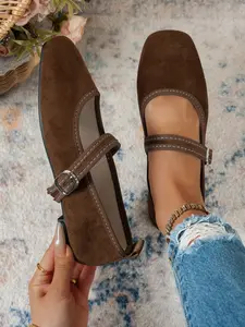 New Women's Fashion Flat Shoes, One Strap Fit Various Foot Types, Casual Gingham Textile Upper, Rubber Sole, All Seasons