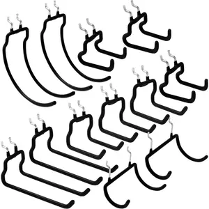 12 count Heavy Duty Pegboard Hooks, for Organizing Various Tools, for 1/4 Inch Pegboard, Black