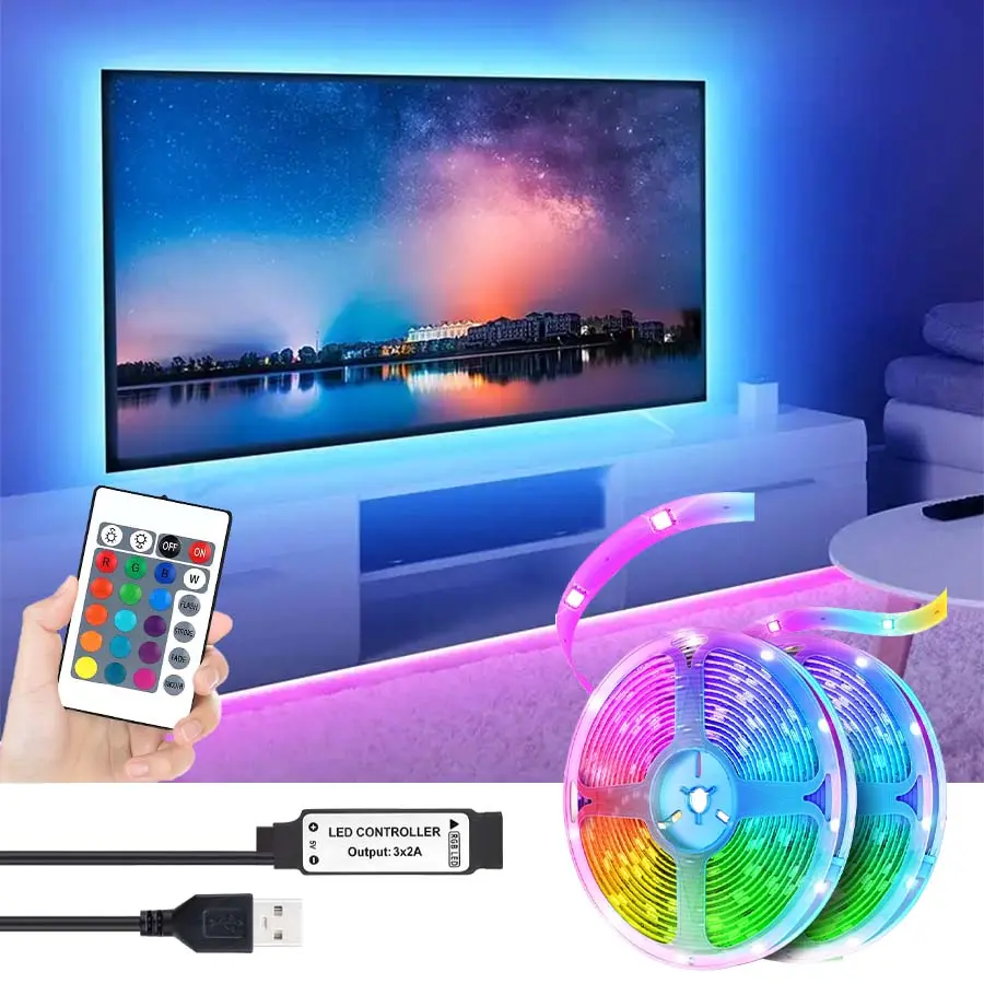 1pc LED Strip Light TV Backlight, Remote Control Included, RGB Color Changing, Led Rgb Lighting, Multiple Modes, Ideal for Bedroom, Home Party, Home Cinema, Led Lights Strips, Led Lighted