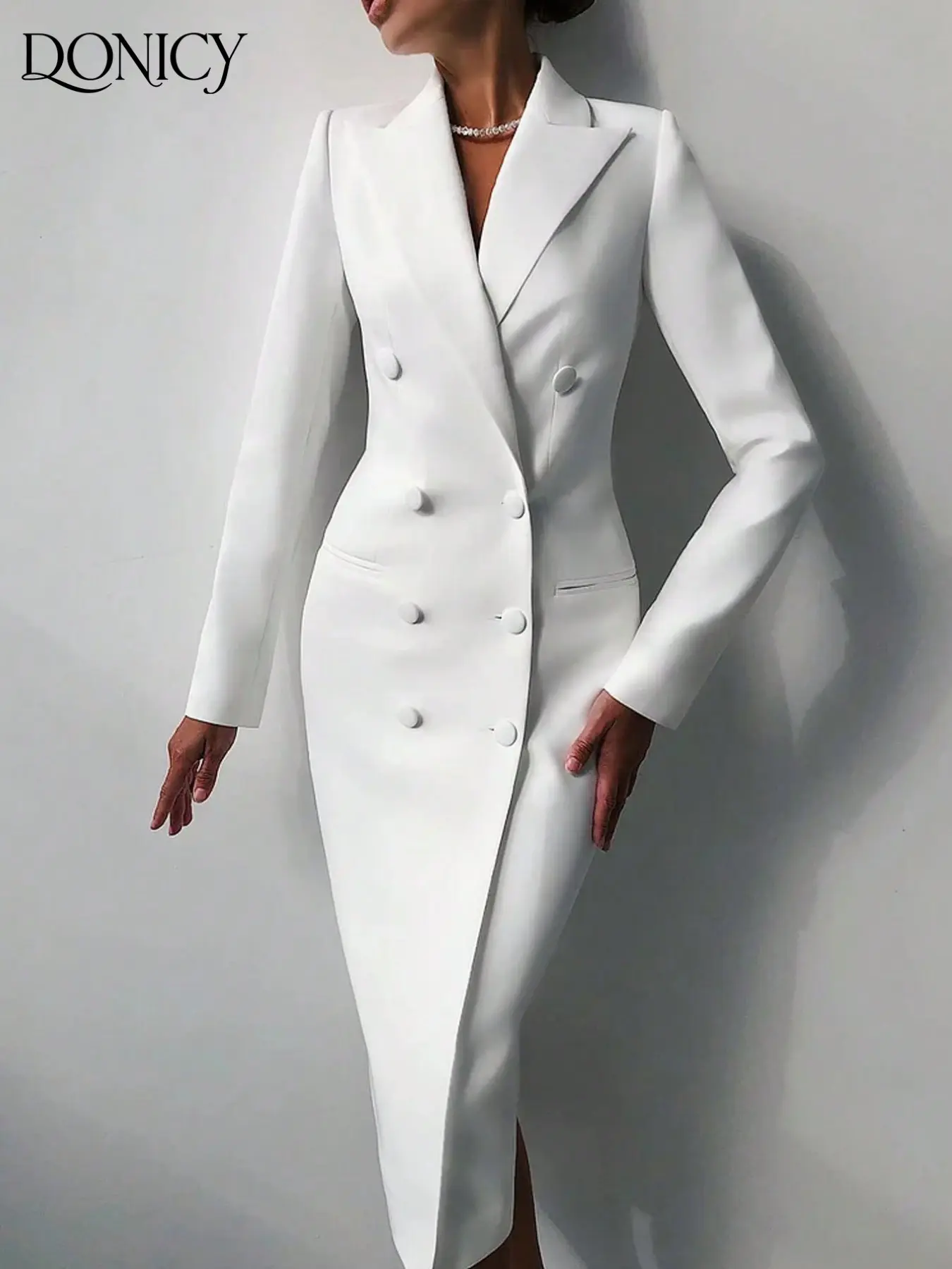 Women's Solid Color Blazer Dress, Bodycon Evening Dress, Elegant Chic Long Sleeve, Formal Wear, Business Casual, Perfect for Office, Parties, Evening Events, All Seasons, Chic Evening Dresses, Fitted Suit Dress, Elegant Formal Style, Womenswear