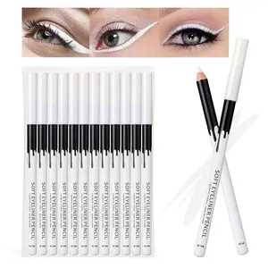 12PCS White Eyeliner Pencil, Soft Highlighter Gel Eyeliner Pencil, Eye Liner Pen, Professional Eye Bighten Eyeshadow Waterproof Matte Hypoallergenic, Easy to Colour, Skin Marker Pen