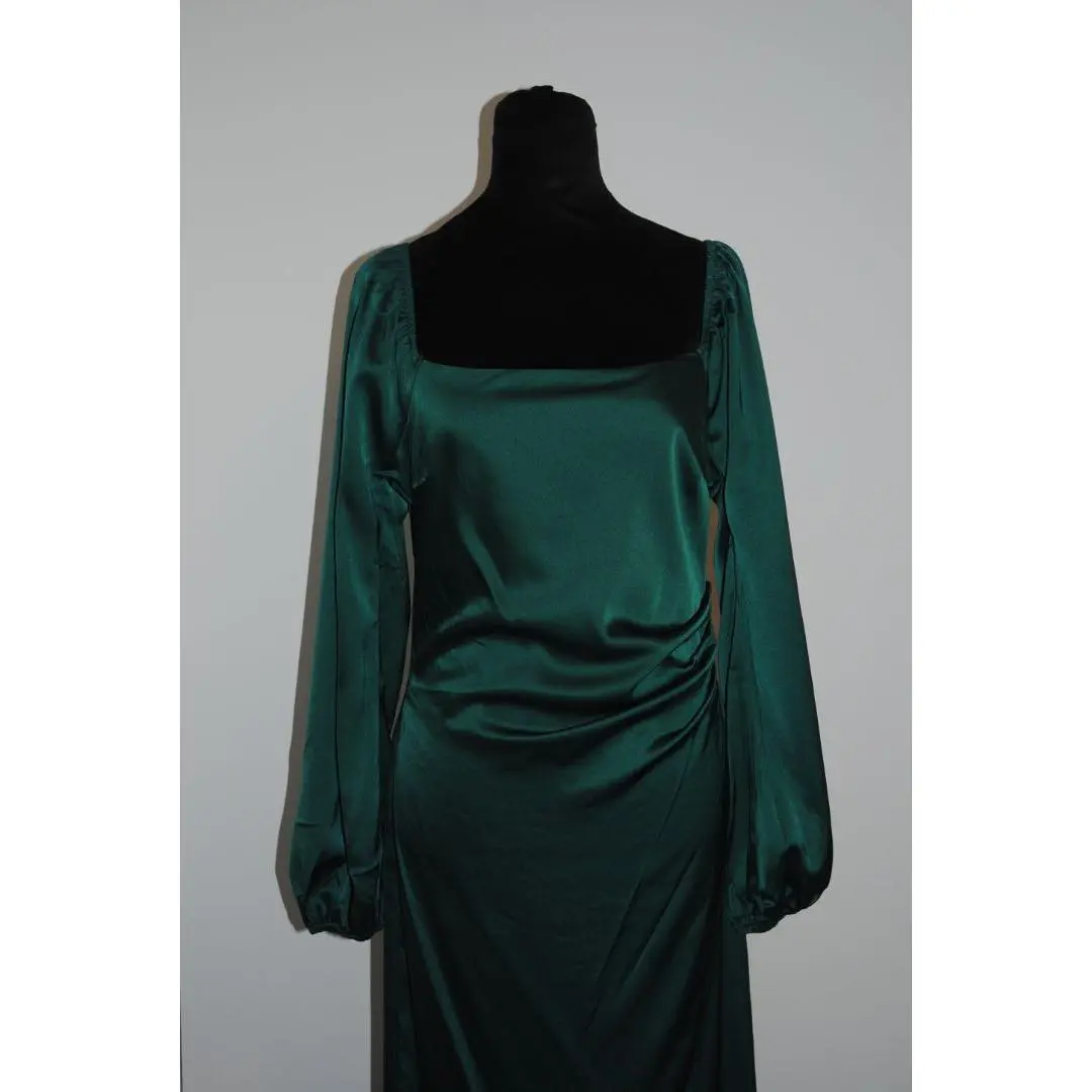 Lulus Green Satin Midi Dress