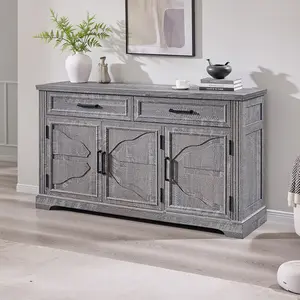 LINGMU 55” Large Buffet Sideboard – 3-Door 2-Drawer Storage Cabinet for Dining Room, Living Room, Coffee Bar & Home Bar, Dark Gray