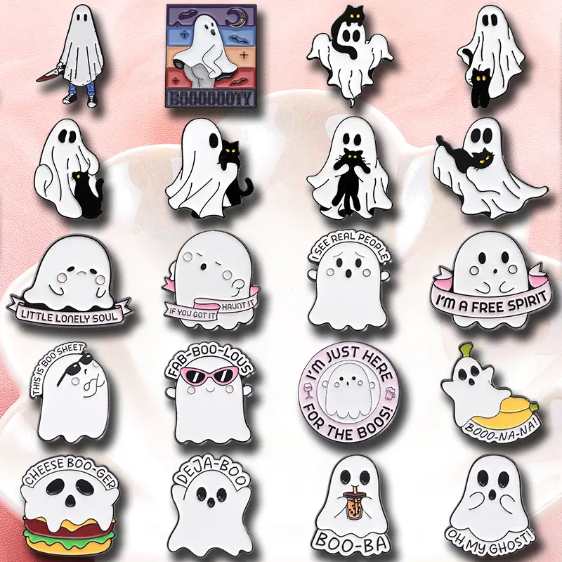 20PCS Boo Ghost enamel pin Halloween ghost dagger ghost brooch lapel badge cartoon punk, suitable for accessories on backpacks and clothing, exquisite gift giving is perfect for gifting outdoorfun