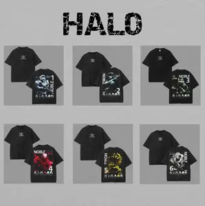 Halo Reach Noble Team Vintage Graphic Tee Heavyweight Acid Wash Oversized Cotton Shirt Carter Kat Jun Emile Jorge Noble 6 Streetwear Retro Gamer Gift for Men & Women