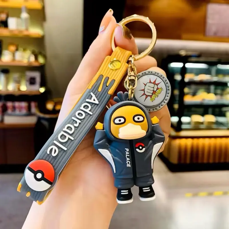 Psyduck in Clothing Pokemon Keychain Black Hoodie