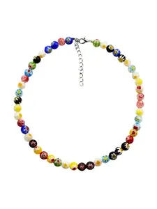 Colorful Glass Bead Necklace, Cute Daisy Choker, Versatile Bohemian Summer Handmade Jewelry, Perfect Gift, 1 Piece
