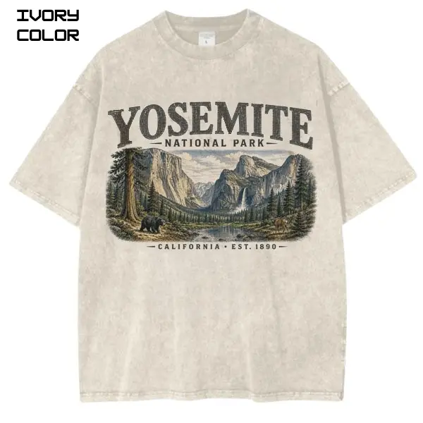 Yosemite National Park Graphic T-Shirt, Vintage California Mountain Tee, Hiking Camping Nature Tshirt, Unisex Streetwear for Men Women, Trending, All Size, Outdoor Adventure Gift Top Womenswear