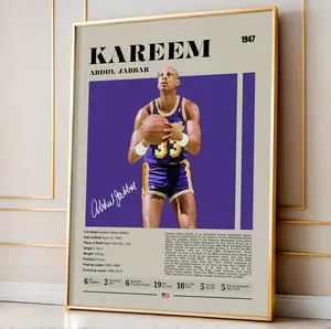 [SALE OFF UP TO 30%] Kareem Abdul-Jabbar Basketball Art Print; Lakers Legend Poster, NBA Icon Wall Art for Fans