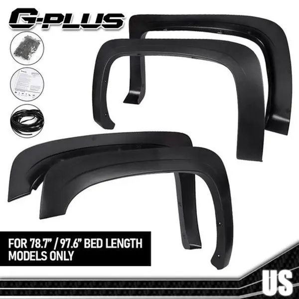 Factory Style Fender Flares for 2007-2013 Chevy Silverado 1500/2500HD/3500HD, Exact-Fit Automotive Car Accessories, Truck Exterior Auto Parts Accessories with Included Hardware