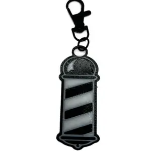 Barber Pole NFC Keychain - 3D Printed Stylish Clip for Business with Colorful Design & Built-in NFC Chip for Instant Sharing of Digital Links