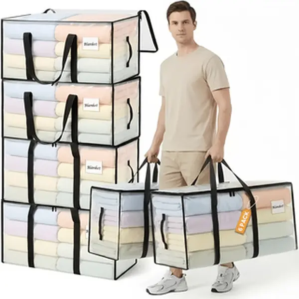 2 Pack Thickened Lidded Storage Baskets - Compact Storage Boxes with Ample Capacity, Soft Fabric, Foldable, Ideal for Clothes, Beddings in Bedrooms, Wardrobes, Foldable Lid, Lots Of Storage