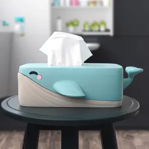Bubbles the Whale Tissue Box Cover – 3D Printed Ocean Decor for Bathroom, Nursery or Office