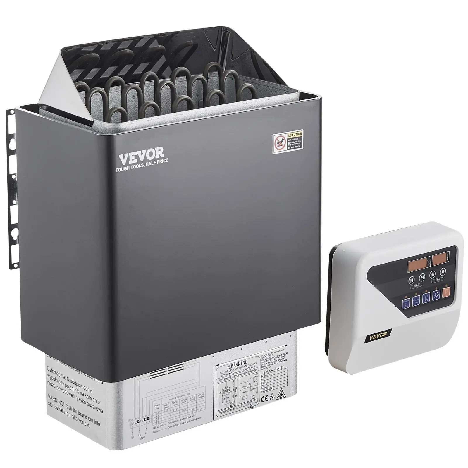 【SummerFinds】VEVOR Sauna Heater,  9KW 220V Electric Sauna Stove, Steam Bath Sauna Heater with External Digital Controller, 3h Timer and Adjustable Temp for Max. 317-459 Cubic Feet, Home Hotel Spa Shower Use