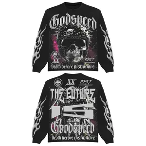 Vintage Graphic"THE FUTURE IS GODSPEED" Tops Sweatshirt streetwear, Y2K style  Casual Cotton Classic Crewneck DesignSweatshirt