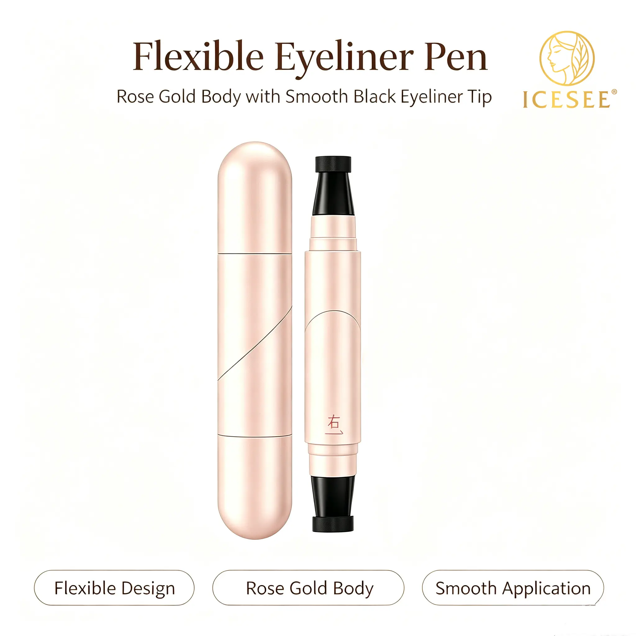 ICESEE Rotating Eyeliner Stamp Pen, Dual Head Wing Stamp Eyeliner, Quick Dry Smudge Proof Long Lasting Formula, Easy Cat Eye Wing Lines, Beginner Friendly Daily Makeup Tool for Women
