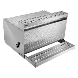 VEVOR Semi-Truck Step Tool Box, 31x 30x 19 Heavy Duty Aluminum Diamond Plate Toolbox, Waterproof Cab Entry Step Storage Box with Shock-Absorbing Latch for Flatbed, Crane, and Semi Trucks
