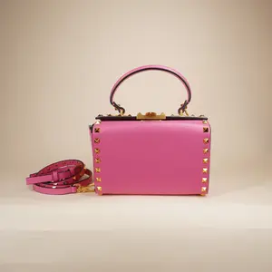Pre-owned Valentino Leather Crossbody Bags GARAVANI Rockstud Alcove Box Handle Pink Crossbody Bag