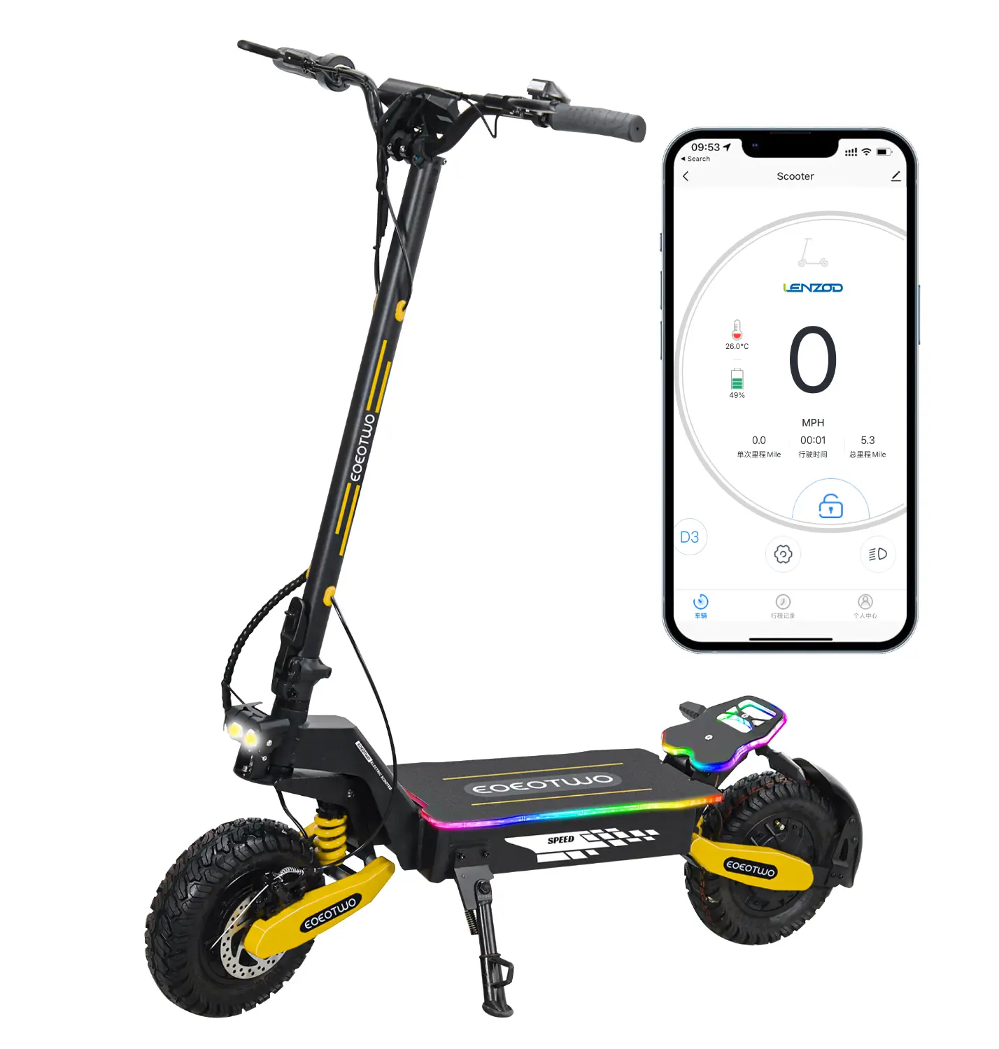 Folding Electric Scooter,43 Miles Long Range,40MPH Power by 2400W Dual Motor,11'' Off-Road Vacuum Tires,Integrated NFC Anti-theft,Dual Suspension,330lbs MAX Load,Commuting Electric Scooter for Adults，APP Bluetooth function