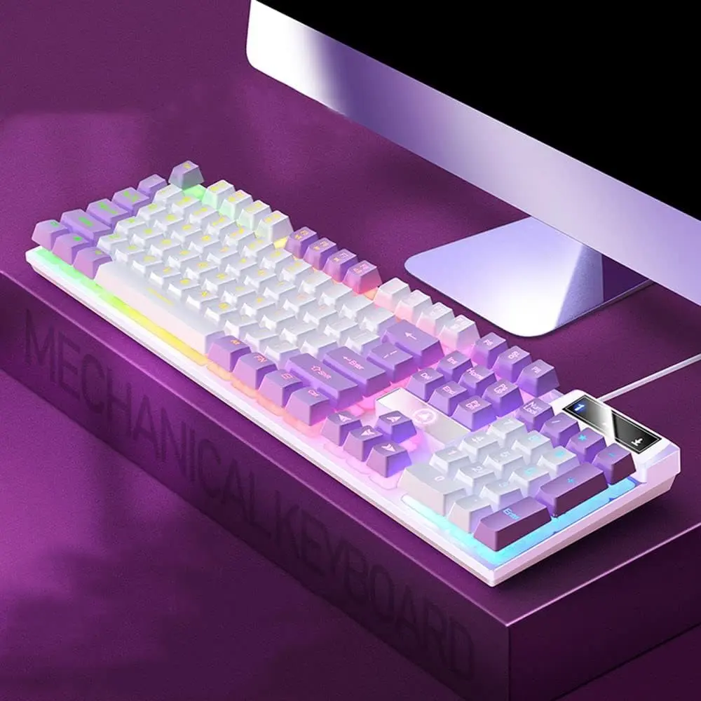 EBOW 104-Key RGB Mechanical Keyboard - Ergonomic Detachable Pad, Blue/Brown/Red Switches, N-Key Rollover Anti-Ghosting, USB Wired Precise RGB Lighting with White Mixed Light, Durable PC Accessory for PC, PS5