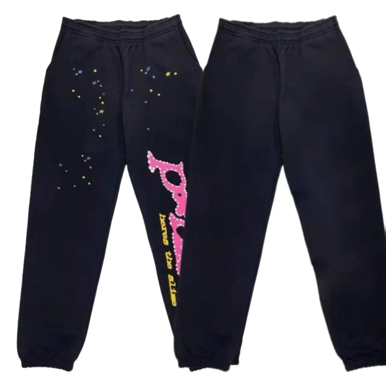 Men's Y2k Oversized Casual Jogger Pants - Loose-Fit Sweatpants with Creative Letter-Pattern Print, Color-Block Splatter Detail, Elastic Waist with Drawstring, Cuffed Ankles, Versatile Streetwear Active Trousers