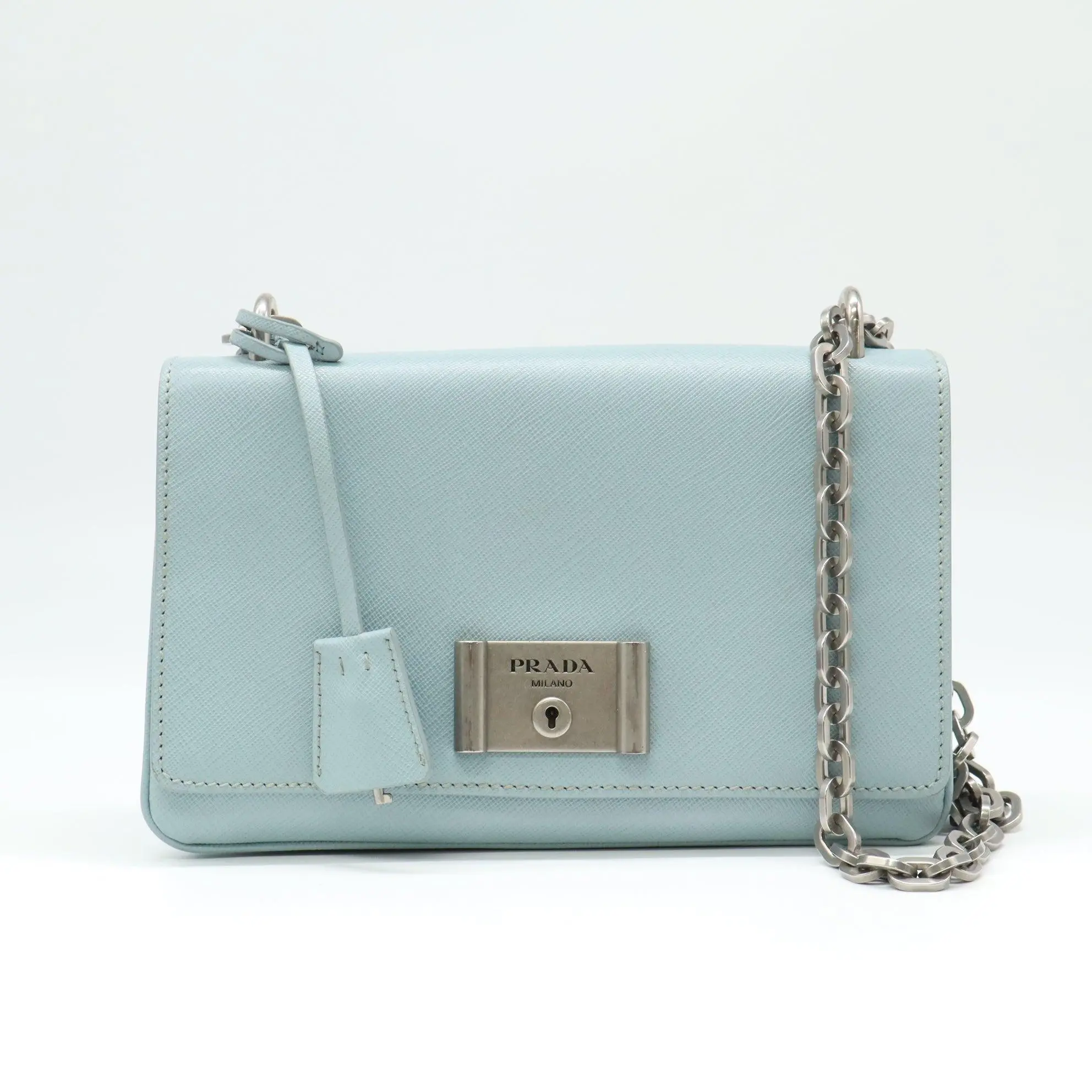Pre-owned PRADA Leather Crossbody Bags Saffiano Lux Chain Flap Bag B22418