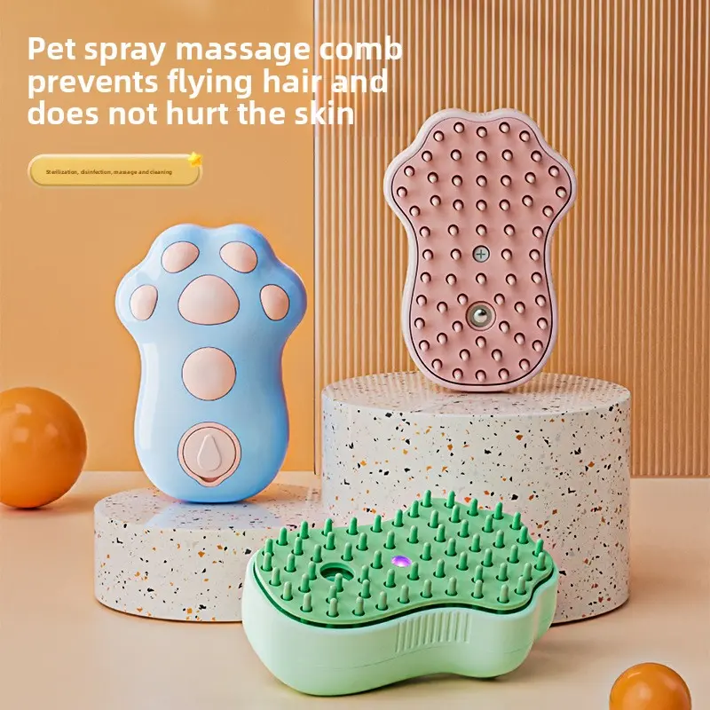 Pet Grooming Brush for Dogs & Cats, Electric Spray Massage Undercoat Rake, Deshedding Tool for Fluffy Pets, Anti-Flyaway Fur Remover, Self-Cleaning Grooming Comb for Heavy Shedding