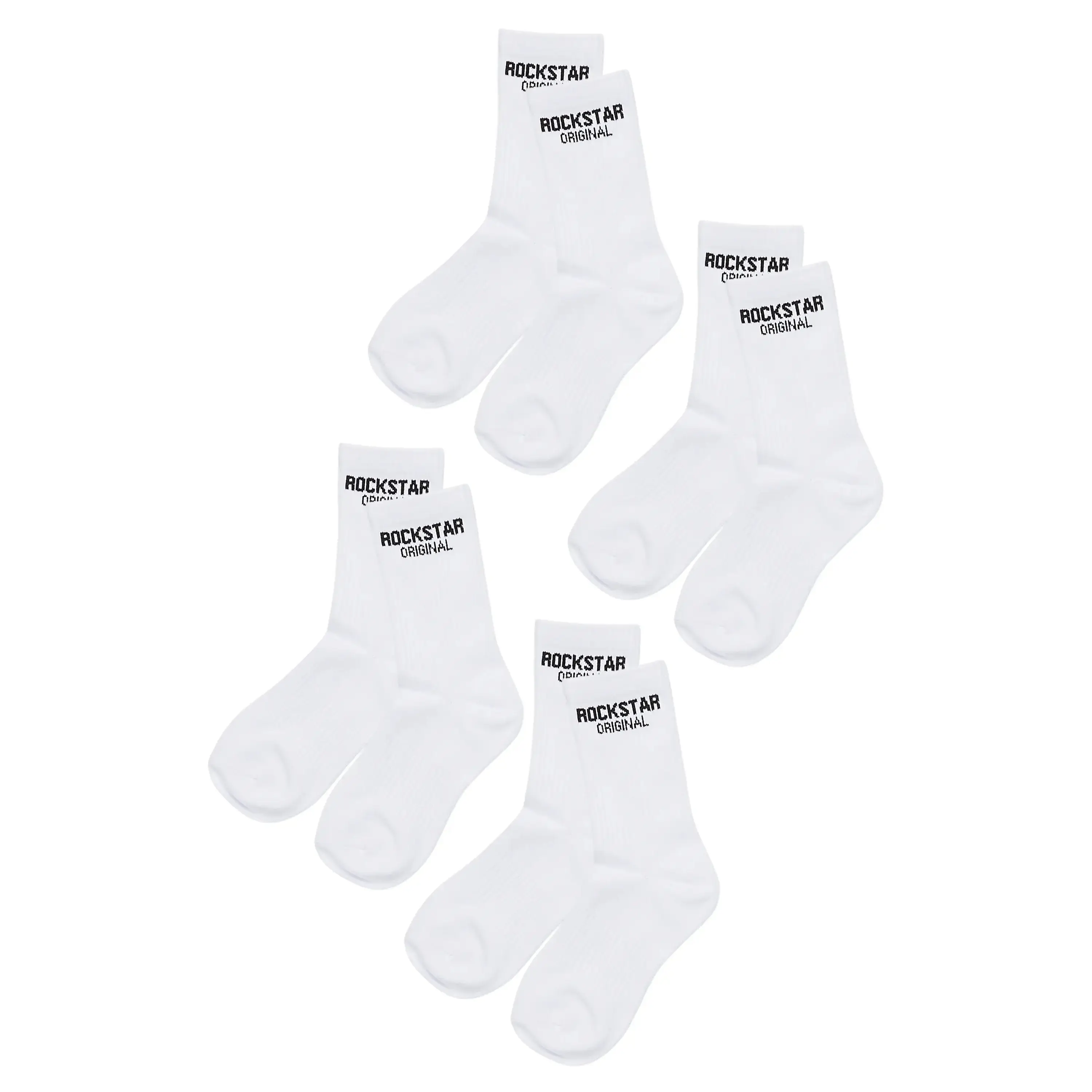 Womens Rockstar Dist White Basic Socks 4 Pack
