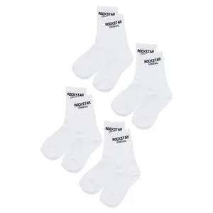 Rockstar Dist White Basic Socks 4 Pack
