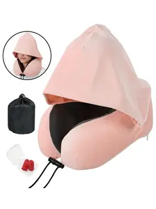 SeSe Code Memory Foam U-Shaped Neck Pillow Eye Shade Beanie with Earplugs Travel Office Neck Support Hat for Men Women