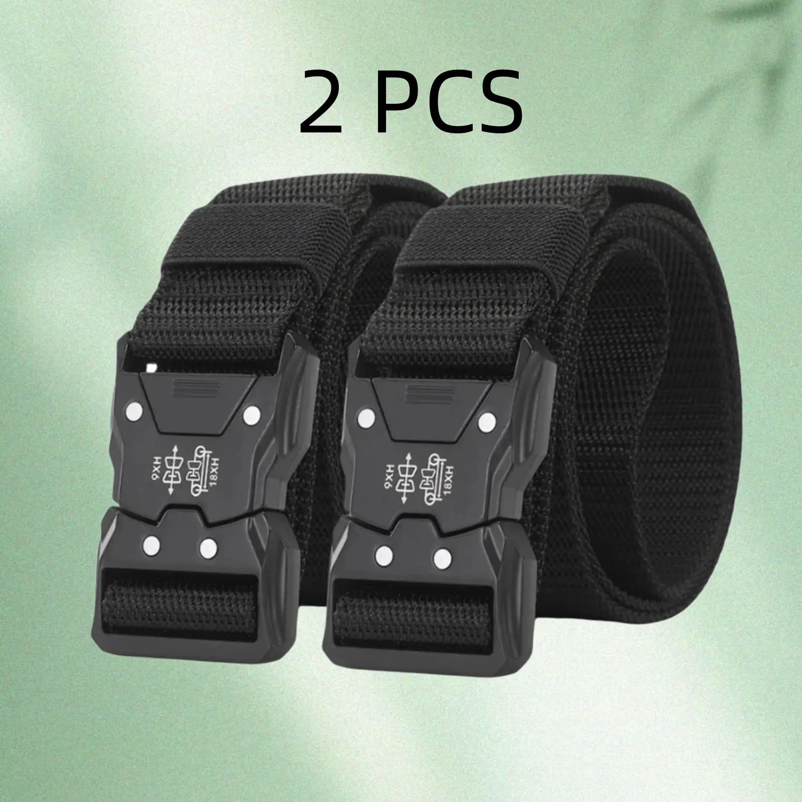 2 PCS Men's Belt - Adjustable Pin-Look Buckle for Jeans | Trim-to-Fit Nylon Webbing