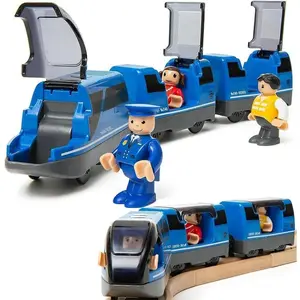 TOPLIVING Motorized Train for Wooden Track, Electric Train with Magnetic Connection, Battery Operated Locomotive Trains for Toddlers, Compatible with Thomas, Brio, Chuggington