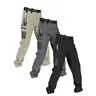 HOMUG 3PCS Men's Solid Color Zipper Waterproof Tactical Work Pants, Without Waistband, Regular Fit Sport Pants, Multi-Pocket Design, Durable Long Pants, Suitable for Autumn and Winter, Outdoor Hiking Work Pants,Size Up for a Looser Fit