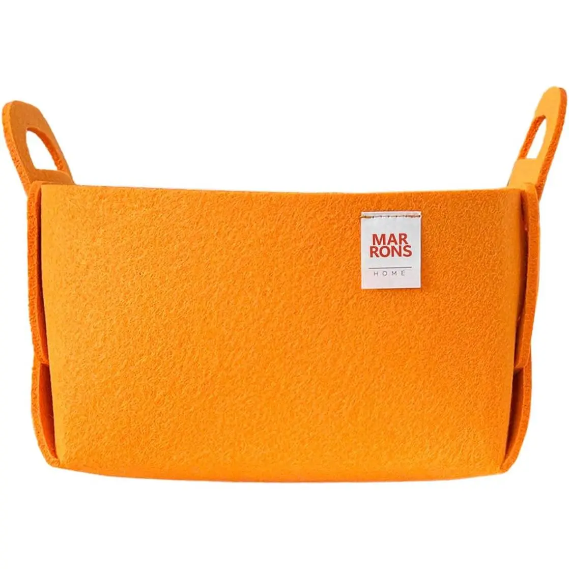 Collapsible Felt ORANGE Storage Bin Small 7.1"x5.1"x5.1" – Foldable Basket with Handles for Closet, Storage, Laundry Room Organization, Decorative Storage Baskets for Shelves, Nursery
