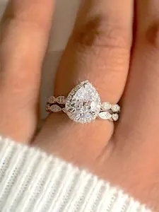 Elegant Water Drop Shaped Rhinestone Decorated Ring, Fashion Accessories for Women, Trendy All-match & Exquisite Jewelry for Birthday Gift, Trendy Jewellery Accessories