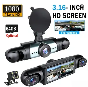 Front Rear Inside Dash Cam with 270° View 4 Channels Night Vision 24/7 Recording Parking Mode Monitor 256GB Optional Free Car Camera