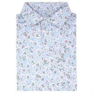 Cherry Blossom Men's Golf Polo Shirt Short Sleeve Outdoors Print