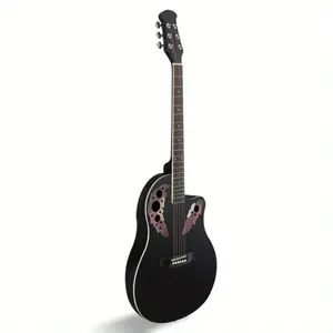 41 in Cutaway Round Back Acoustic Guitar, Spruce Top, Grape Hole Design, Full Enclosure, Black
