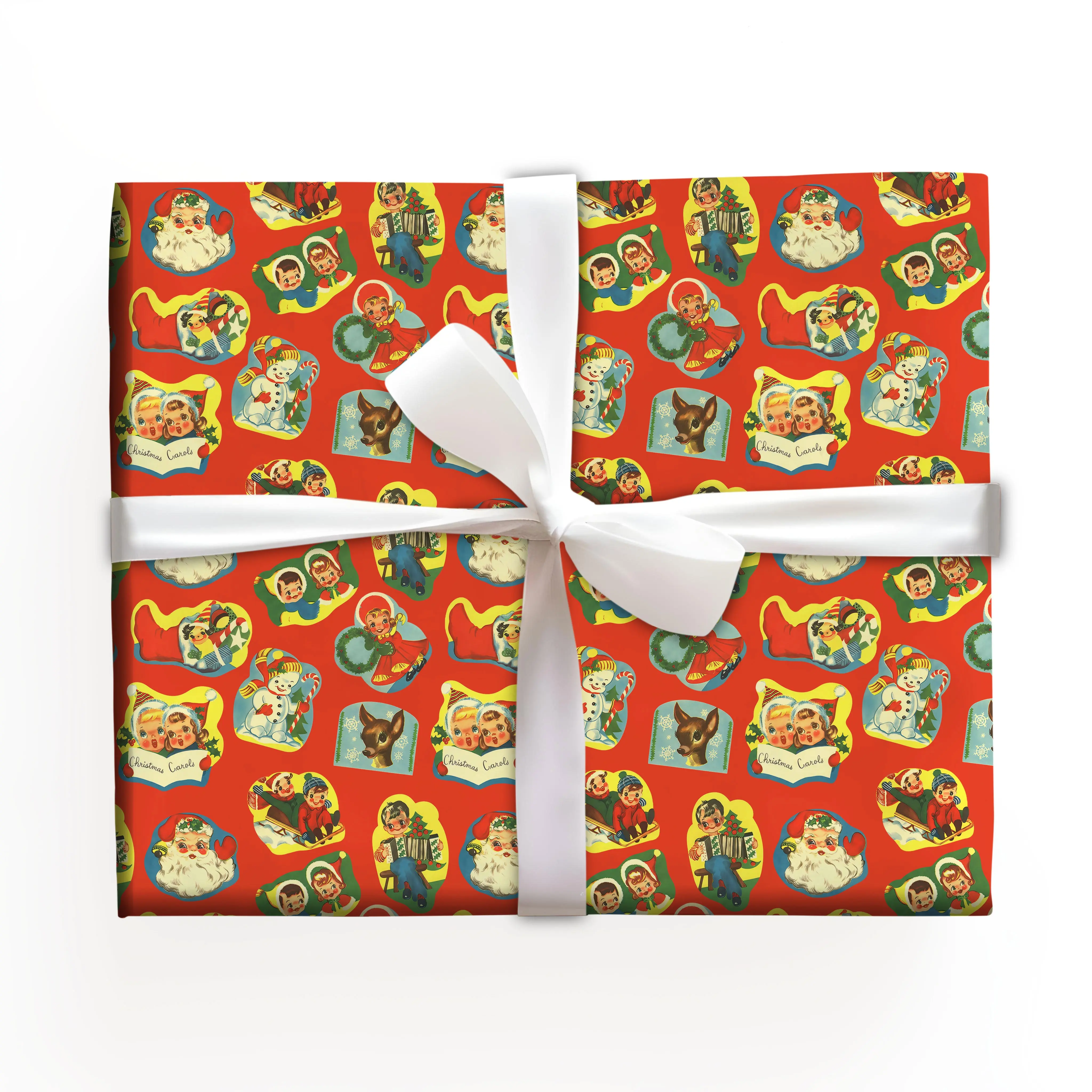 Vintage Santa Snowman Wrapping Paper