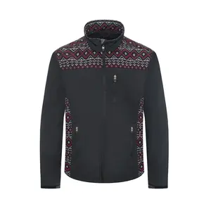 Men's Soft Shell Bonded Jacket With Western Aztec Print -NJ650EMB-AZ-BLK-BURG