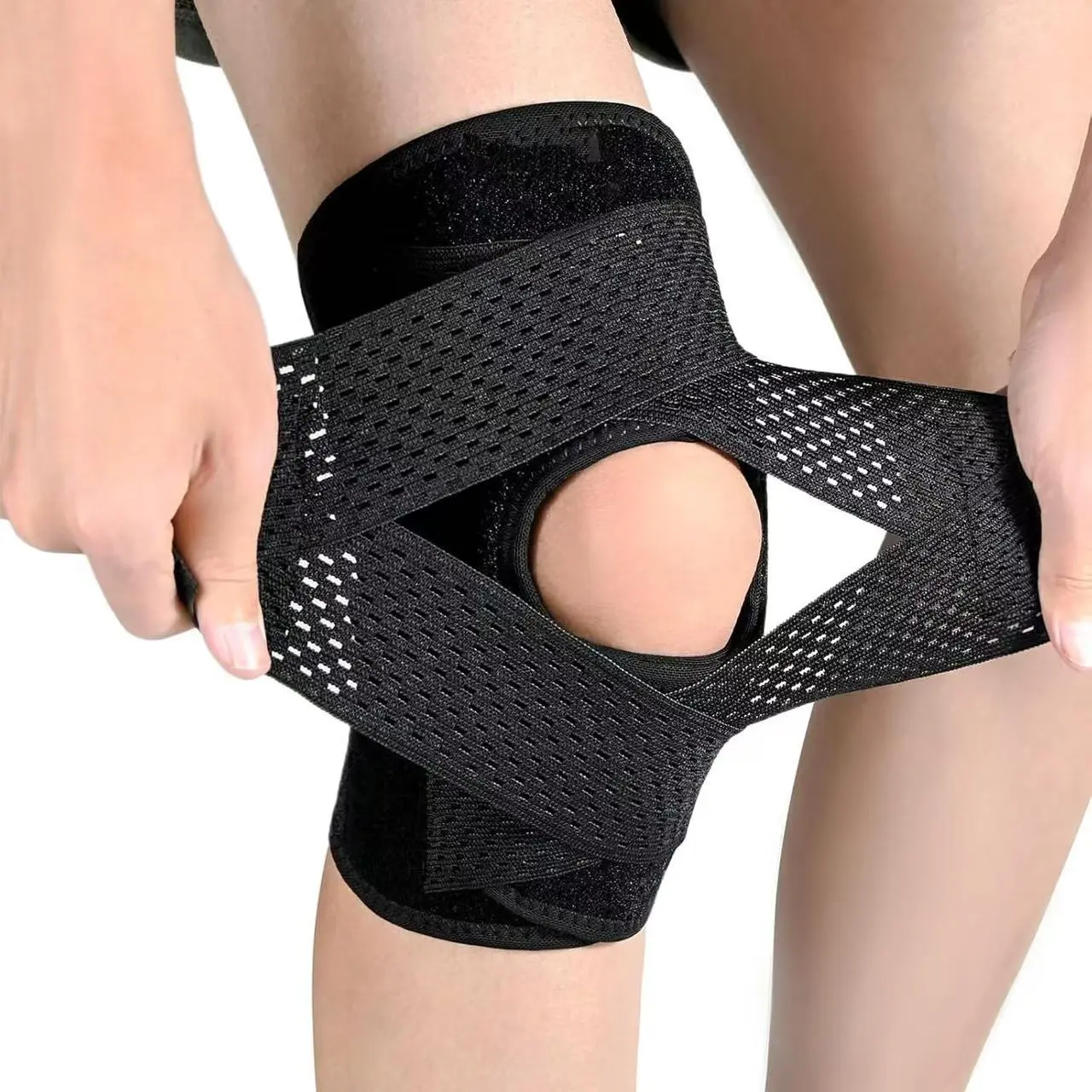 Knee Brace with Side Stabilizers for ACL MCL Meniscus Tear & Arthritis Pain Relief Adjustable & Injury Recovery Breathable Knee Support for Men & Women football gear Healthcare Tool Black Protective Knee Booster Knee Compression Wrap Knee Pads Knees