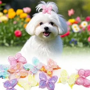 10pcs Assorted Colorful Butterfly Design Pet Hair Clips, Cute & Fashionable Grooming Accessories For Cats & Dogs