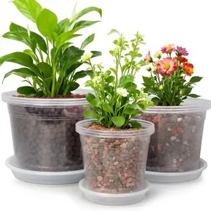 Self-Watering Plant Pots Set, 4+5.5 Inch Indoor Plants Self-Watering Pots with Core Rope, African Violet Spider Plant Orchid Waterer, Planter Pots