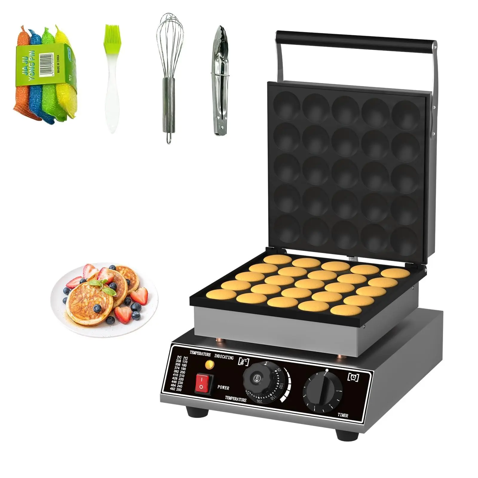 25 PCS Automatic Pancake Maker - 1750W Stainless Steel, Nonstick, Durable & Safe Electric Machine with High Efficiency Cooking, Space-Saving, Versatile Design for Home, Cafes