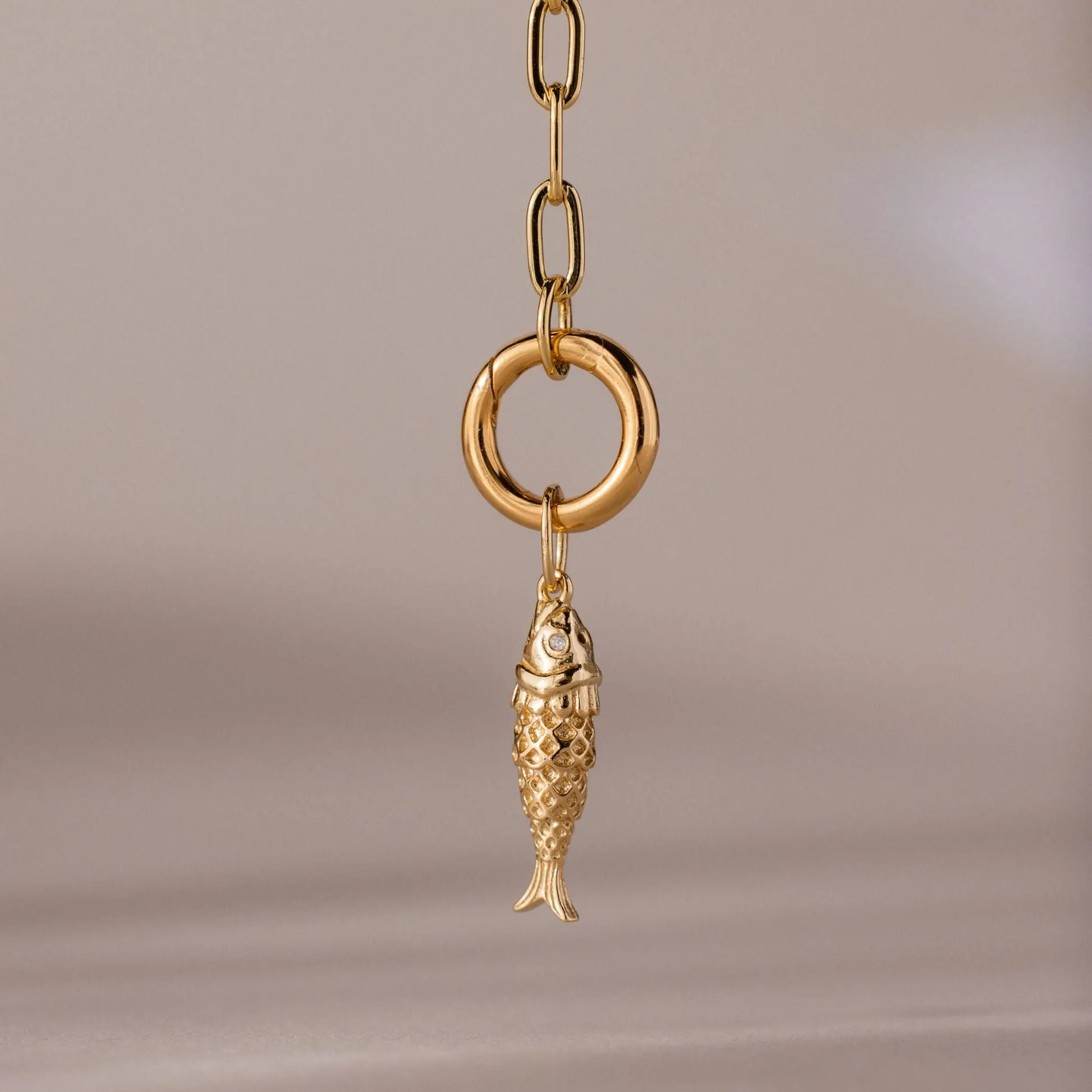 Fish Charm by Caitlyn Minimalist - Trendy Sardine Necklace Charm - Dainty 18K Gold Plated & Sterling Silver Charm for Bracelet - Summer Jewelry - Birthday Gift for Friend