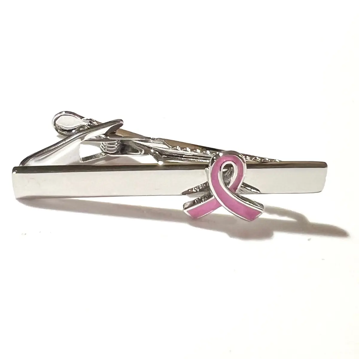 MENDEPOT Pink Ribbon Tie Clip Men Tie Bar Gift For Men