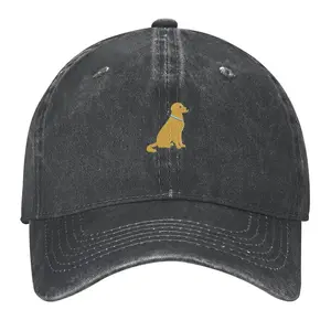 Unisex Vintage Washed Black Dad Hat Golden Retriever Dog Cap,Retro Faded Charcoal Baseball Cap Cute Golden Pup Graphic Hat,Washed Cotton Unisex Cap Dog Mom Pet Lover Gift Hat,Unisex Distressed Black Cap Yellow Lab Dog Graphic Dad Hat
